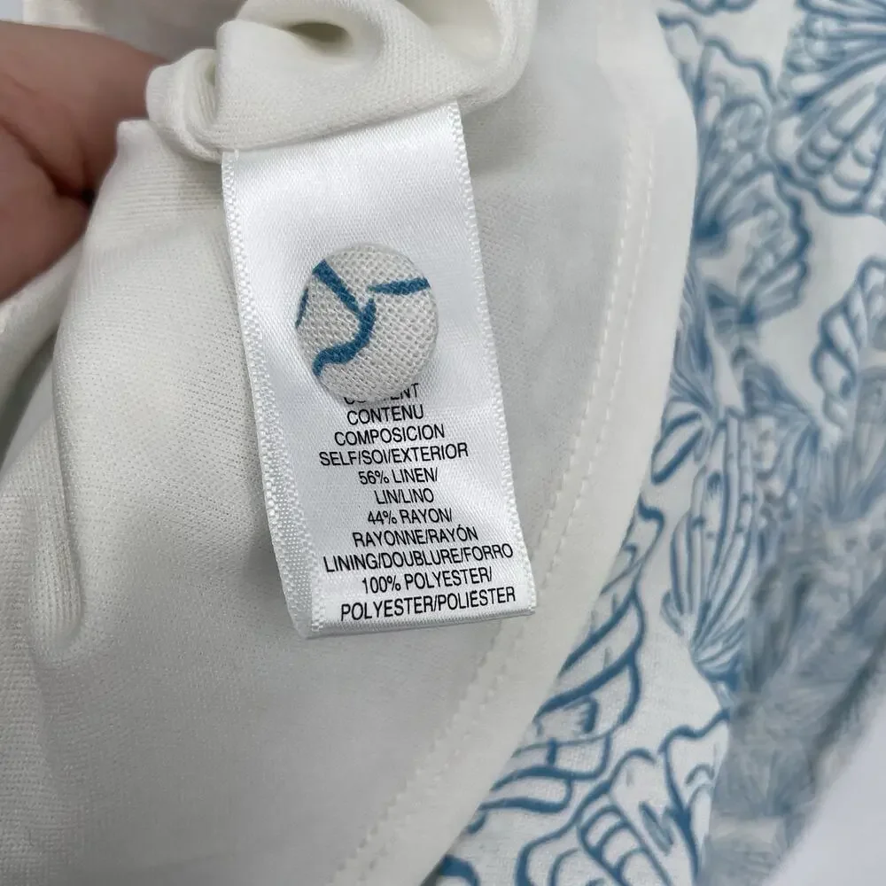 WAYF Sun Dress Coastal Beach Shell Vacation Womens Size M NWT Linen M Blue White - Picture 10 of 12